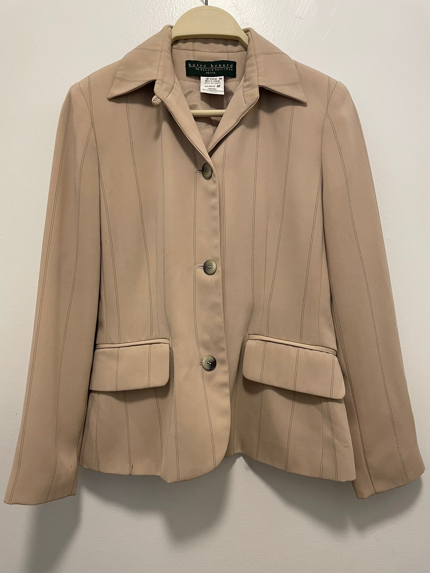 Harve Benard by Benard Holtzman Striped Tan Blazer