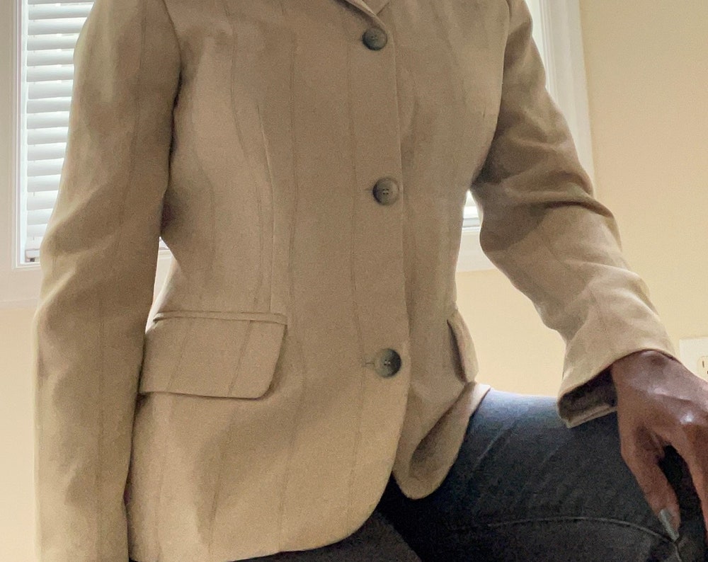 Harve Benard by Benard Holtzman Striped Tan Blazer