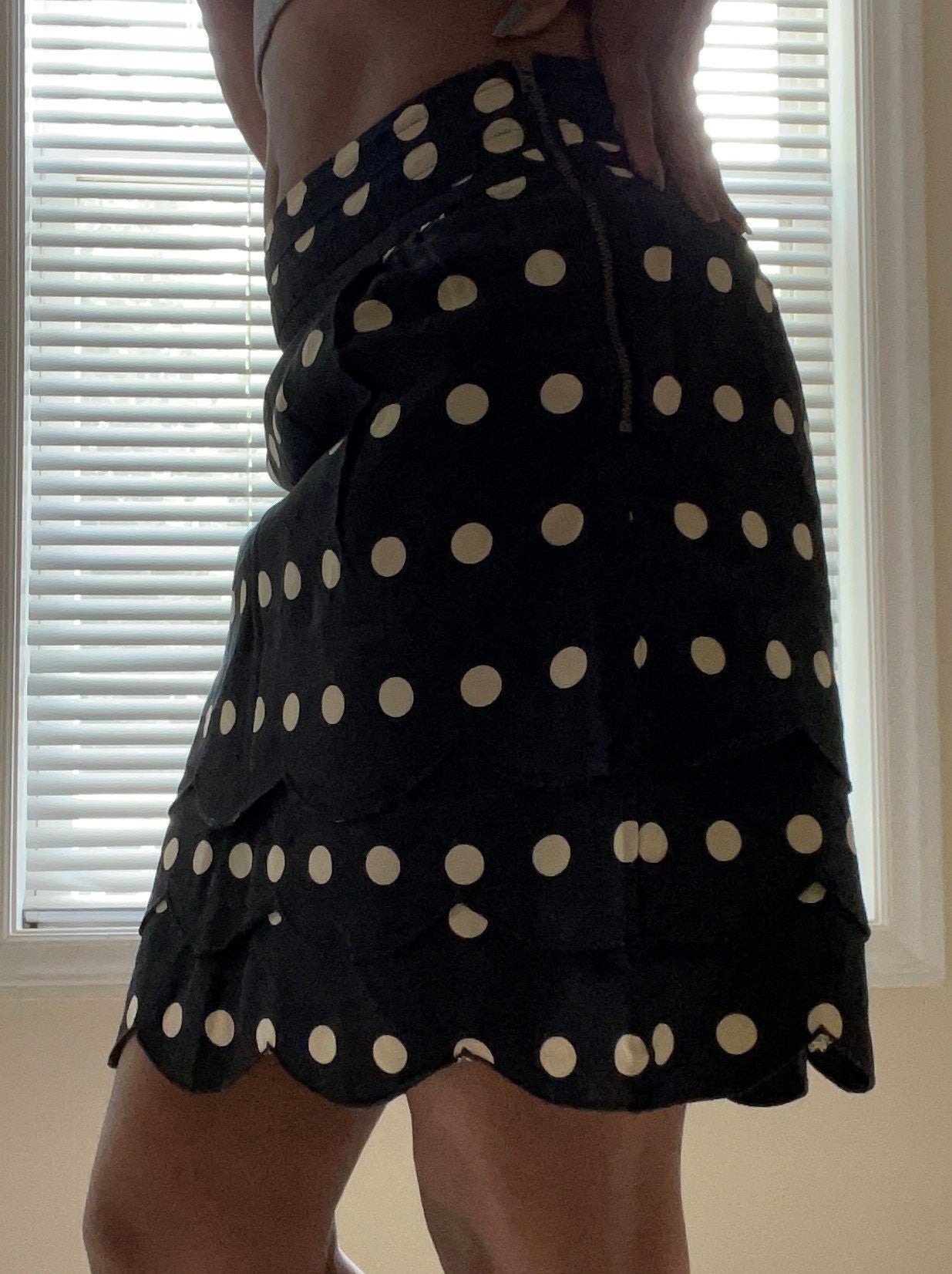 Floreat Layered Black Skirt with Tan Dots
