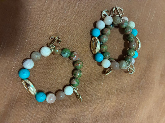 Sand, Sea, Sinse Stretch Charm Bracelet